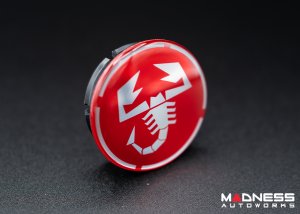 FIAT 500 Center Caps - Red w/ Silver Scorpion